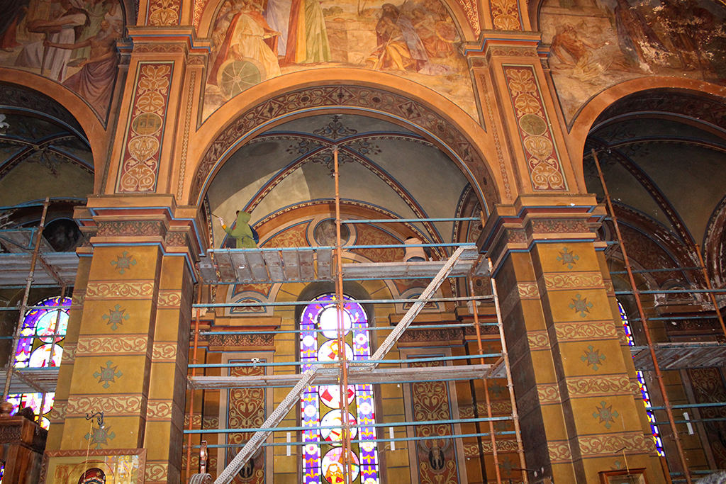 Batumi Virgin Church wall painting restoration started